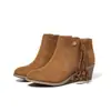 Botas marrones de estilo europeo y americano populares con flecos laterales, modelo de verano para mujer con hebilla redonda metálica, tacón grueso, botines adelgazantes para mujer