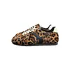 Zapatos de Entrenamiento Alemanes de Crin de Caballo con Estampado de Leopardo para Mujer 2026 Nuevos Zapatos Casuales Planos con Cordones Retro Zapatos Deportivos Individuales de Cuero Genuino con Punta Redonda