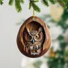 Decoraciones Navideñas Transfronterizas de Búho y Mapache Colgantes para Árbol de Navidad Impresión Plana 2D Pequeños Colgantes de Acrílico