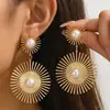 Ez5950 Joyería Transfronteriza Pendientes de Nuevo Estilo Pendientes de Hoja de Arce Pendientes de Botón Metálicos de Hoja Pendientes de Estilo Europeo y Americano Joyería