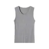 Fábrica de Origen Personalización de Pedidos Pequeños Punto de Tencel con Tacto Fresco Primavera/Verano Camiseta sin Mangas Básica Fina Ajustada de Canalé para Mujer