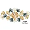 Reloj de pared de hierro reloj de hoja de ginkgo sala de estar decoración del hogar reloj colgante en stock color dorado un lote de pelo
