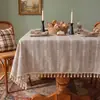 Toalha de mesa estilo Ins para café, à prova d'água e de óleo, toalha de mesa de jantar sem lavagem, toalha de mesa retangular de algodão e linho de cor sólida para mesa de cabeceira