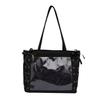 Nova Bolsa de Ombro Grande Capacidade com Fita Japonesa Feminina 2025 Laço Transparente Estilista Versátil Bolsa de Ombro Transfronteiriça Dor