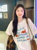 Camiseta de Manga Corta con Estampado de Moda Estilo Americano para Pareja Verano 2026 Talla Grande Versátil Algodón Puro Pesado