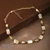 Colar Nala de concha de abalone vintage de luxo leve para mulheres, corrente de suéter com design único, acessório de corrente para clavícula de alta qualidade