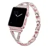 Adecuado para Apple Watch Correa de Acero Inoxidable con Patrón de Espiga y Diamantes Correa de Acero con Flash de Diamantes de Aleación