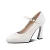 Zapatos de Pasarela Modelo Qipao Impermeables Plataforma Punta Fina Tacones Altos para Mujer 2026 Suela Gruesa Tacón Grueso Correa Única Zapatos de Trabajo