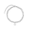 Pulsera de plata de ley 925 de doble capa de la suerte para mujer, estilo coreano, simple, estilo bosque estudiantil, diseño de nicho minimalista, personalizada para mejores amigas