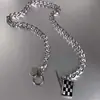 Dulce Fresco Ins Moderno Punk Hip-Hop Cuadrado Blanco y Negro Tablero de Ajedrez Collar Alta Moda Patrón de Malla Hebilla Ot Cadena para la Clavícula