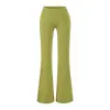 Conjunto de top corto fruncido en la cintura de un hombro estilo chica atrevida + cárdigan corto de manga media + pantalones largos ajustados acampanados para mujer