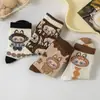 Calcetines de Peluche Estilo Caricatura Japonesa para Mujer, Nuevos Calcetines de Media Pantorrilla para Mujer Otoño e Invierno, Calcetines Largos de Caricatura Anime de Moda para Hombre