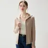 Cardigan de Cachemira con Cremallera Estilo Otoño e Invierno para Mujer 2026 Cuello Alto Canalé Ajustado Top Capa Base Abrigo Cálido Casual