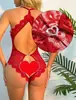 Comercio exterior transfronterizo europeo y americano talla grande sexy encaje sin espalda mono escote en V profundo tentación diamante amor ropa interior sexy