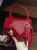 Bolso Pequeño Cuadrado Portátil de Cuero Patentado de Alta Gama Estilo Coreano para Mujer para el Trabajo y los Viajes, Bolso Cruzado de Estilo Simple