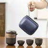 Conjunto de Chá Presente Conjunto de Chá Portátil para Viagem Zisha Vidro Copo Rápido Copo de Justiça Uma Panela Seis Copos Separação de Água e Chá Conjunto Completo
