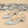Sandalias transfronterizas de punta abierta, con tacón grueso y espalda descubierta para mujer, con tira trasera, diseño calado y tacón alto grueso, adecuadas para fiestas, el trabajo y el uso diario, con un look elegante y estiloso