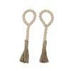 Colgante de borla con cuentas de madera de cáñamo de color tronco de estilo pastoral europeo y americano, decoración creativa para el hogar, anillo colgante
