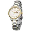 Relógio Mecânico Automático Duplo Calendário com Pulseira de Aço Suíça, Relógio Feminino Elegante e Simples com Toque de Luxo e à Prova d'Água