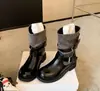 Aumento interno de altura de 7 cm, design de nicho, botas com fivela de cinto empilhadas para mulheres, botas versáteis de bico redondo na altura da panturrilha para o inverno, botas de montaria vintage