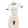 Lencería sexy sexy de tirantes de gimnasia de talle alto al por mayor dividida de tres puntos hueca ropa de habitación privada camiseta corta T0808