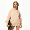 Sudadera de Algodón Pesado para Parejas, Corte Holgado, Cuello Redondo, Sin Capucha, Pulóver, Versátil, Cálida, Prenda Superior Estampada para Otoño e Invierno