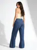 Ropa de Mujer para Comercio Exterior Europeo y Americano Otoño Nuevo Retro Lavado Holgado Casual Recto de Cintura Alta Jeans para Mujer