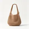 Bolsa de Tricô Escolha da BlogueiraDeslumbrante! Bolsa de palha trançada vazada casual estilo coreano, nova para primavera/verão 2026