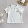 Camisa Polo Infantil Estilo Coreano para Niños Cuello Solapa Manga Corta Verano Color Sólido Bordado Letra Camiseta Uniforme de Clase Estudiante