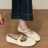 Zapatos Planos Mary Jane Negro Suave Zapatos de Mujer 2026 Primavera/Otoño Nuevo Estilo Plisados Puntera Redonda Correa Única Corte Bajo Planos