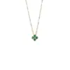 Collar de Flor de Cuatro Hojas con Circonita Verde de Lujo Ligero, Femenino, Fresco, Moderno, Versátil, Diseño Exquisito, Collar de Cadena para Clavícula de Gama Alta