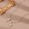 Europa y Estados Unidos moda popular transfronteriza letra redonda marca cadena de suéter de lujo ligero para mujer plata tailandesa envejecida collar de amor estilo ins