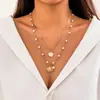 Colar Estilo Oceano Metal Pérola Imitação Estrela do Mar Concha, Corrente de Clavícula de Luxo Leve Nicho, Acessório Elegante da Moda de Alta Qualidade