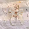 Llavero Creativo de Cadena de Perlas con Lazo para Mujer, Colgante de Bolso a la Moda, Llavero de Coche, Lazo de Cinta Personalizado