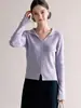 Blusa de Malha com Decote V Suave para Mulheres Outono Inicial Toque de Luxo Roupa Íntima Gola Top Exclusivo Requintado 6051
