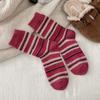 Calcetines Maillard Pile con Puntadas Peludas Rayas Algodón para Mujer Retro Otoño e Invierno Cálidos Absorbentes de Sudor de Media Pantorrilla