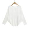 689-25 Primavera Nuevo Estilo Estilo Americano Relajado Cuello U Curvado Fresco Delgado Suelto Protección Solar Casual Camiseta de Manga Larga