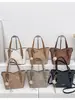 Bolsa Tote Texturizada Color Block Vintage de Grande Capacidade, Alça de Ombro Ajustável, Bolsa Simples para o Dia a Dia, Bolsa de Ombro Feminina Fashion