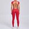 Mono de Yoga Ajustado de Secado Rápido Europeo y Americano, Traje de Yoga de una Pieza, Manga Corta, Espalda Descubierta, Levantamiento de Glúteos, Traje Deportivo para Fitness