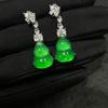 Nuevos Pendientes Estilo Chino Calcedonia Natural Color Hielo Verde Esmeralda Aguja de Plata Incrustados Pendientes de Jade Pendientes Explosivos