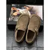 Outono 2026 Novo Estilo Feminino Camurça de Vaca Fivela Retrô Dupla Utilização Solado Grosso Aumento de Altura Mocassins Birkenstock