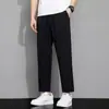 Pantalones Casuales de Seda Helada Finos de Verano para Hombre, Pantalones Rectos Holgados de Nueve Puntos, Marca Nueva de Tendencia 2025, Pantalones Deportivos Atractivos