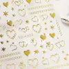 Adesivos de Unha Novos para o Dia dos Namorados de 2025 Coração Dourado Doce Círculo Menina Adesivos Adesivos de Unha 3D Em relevo