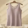 Chaleco Cálido de Cachemir y Seda Otoño Invierno para Mujer con Almohadillas en el Pecho, No Necesita Sujetador, Forro Polar, Engrosado, Capa Base Interna Generadora de Calor