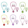 Colar Pulseira Brinco Anel de Contas para Meninas Conjunto de Cinco Peças Adereços de Palco Brinquedo Conjunto de Joias