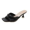 Comercio Exterior Transfronterizo Talla Grande Sandalias y Pantuflas de Tacón Medio para Mujer Cabeza Cuadrada Correa Cruzada Tacón Delgado Sandalias y Pantuflas de Moda deseo Estación Independiente
