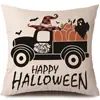 Funda de Almohada Halloween Calabaza Divertida Transfronteriza Amazon Estampado de Lino Funda Decorativa para Cojín de Sofá del Hogar