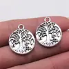 20x24mm 2.4g Plata Antigua DIY Accesorios para Collares Pulseras Colgante Redondo de Doble Cara Árbol