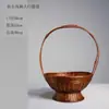 Cesta Floral Estilo Chinês Cesta Trançada à Mão Vaso Trançado de Bambu Vaso de Flores Vintage Sala de Estar Zen Caminho das Flores