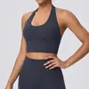 Regata de Yoga Slim Verão Respirável Sexy Sem Costas Halter Sutiã Esportivo Feminino À Prova de Choque Top Fitness Costas Bonitas
